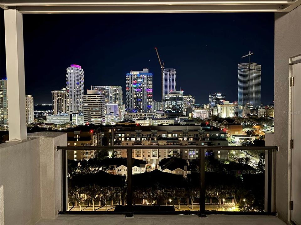 City view from #1502 Private Terrace space on the 14th level  rooftop and the twinkling city lights of DTSP.