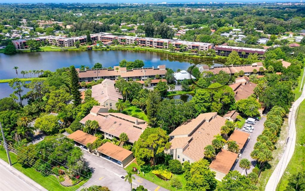 Aerial View showing the location of 5369 Lake Arrowhead on the Lake