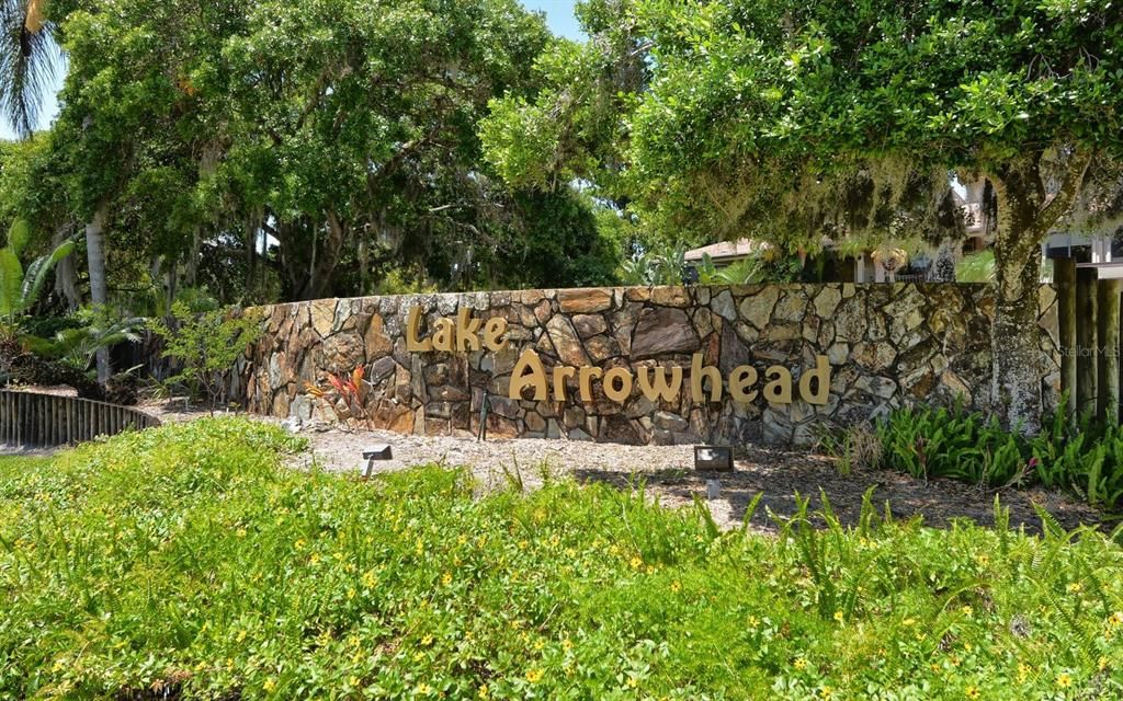 Entrance Sign to LAKE ARROWHEAD in South Sarasota