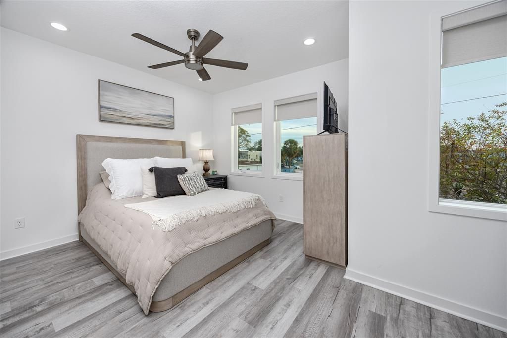 Master bedroom with lots of windows