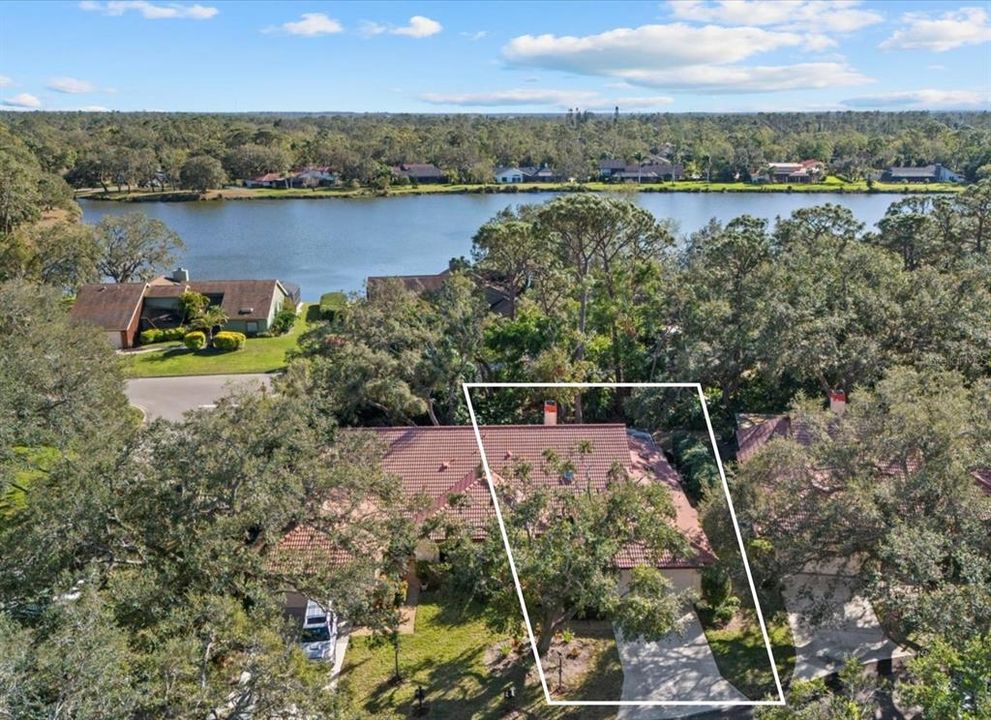 Aerial view of 7207 Oak Moss Drive, a paired villa.