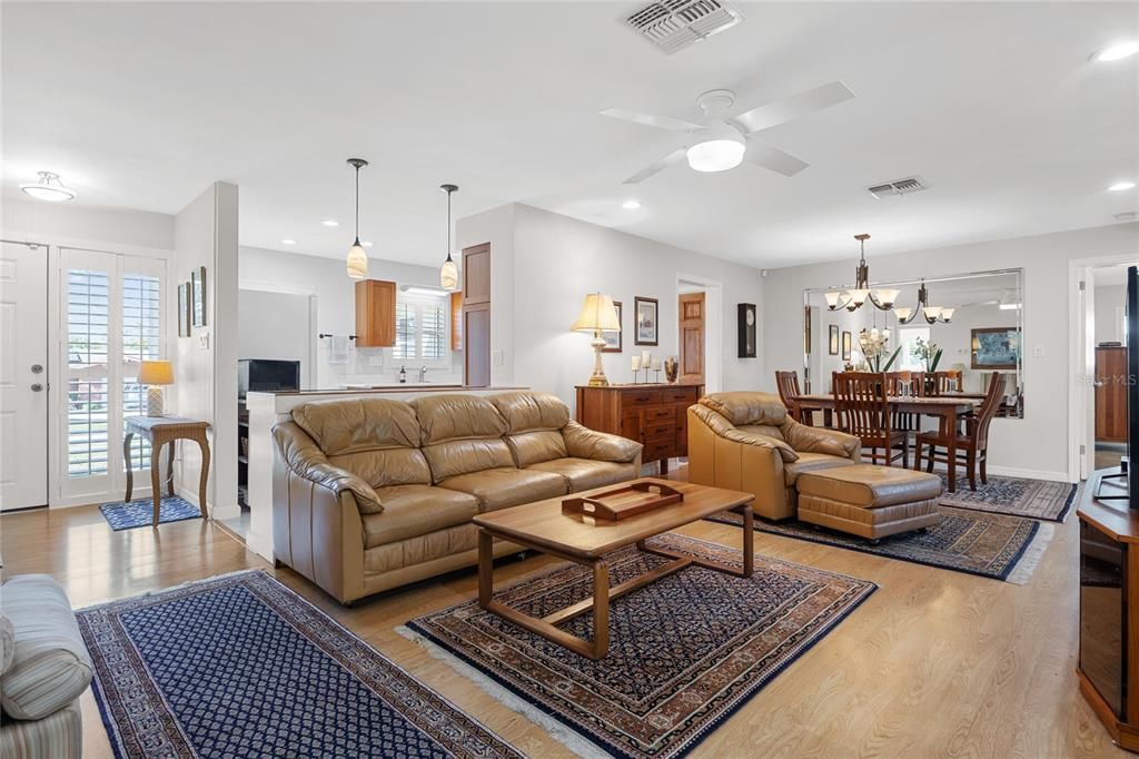 The living and dining rooms are connected and open to the kitchen, perfect for entertaining!