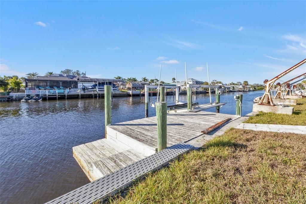 Large wooden dock and seawall