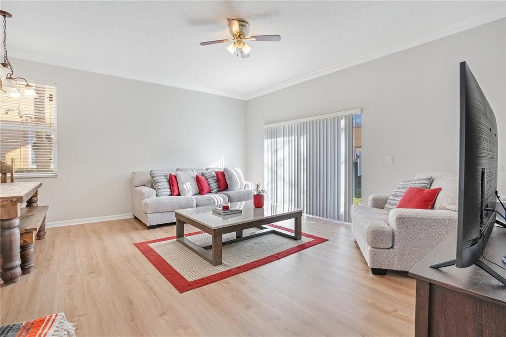 Sliding Door in Living Room Opens to Patio