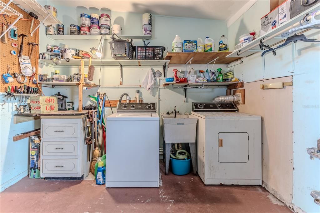 Laundry in back of garage