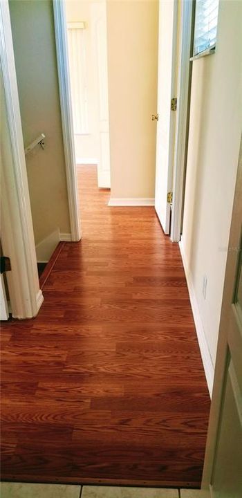 Upstairs hallway, split bedroom floorplan