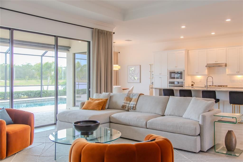 Living Room with Pool View