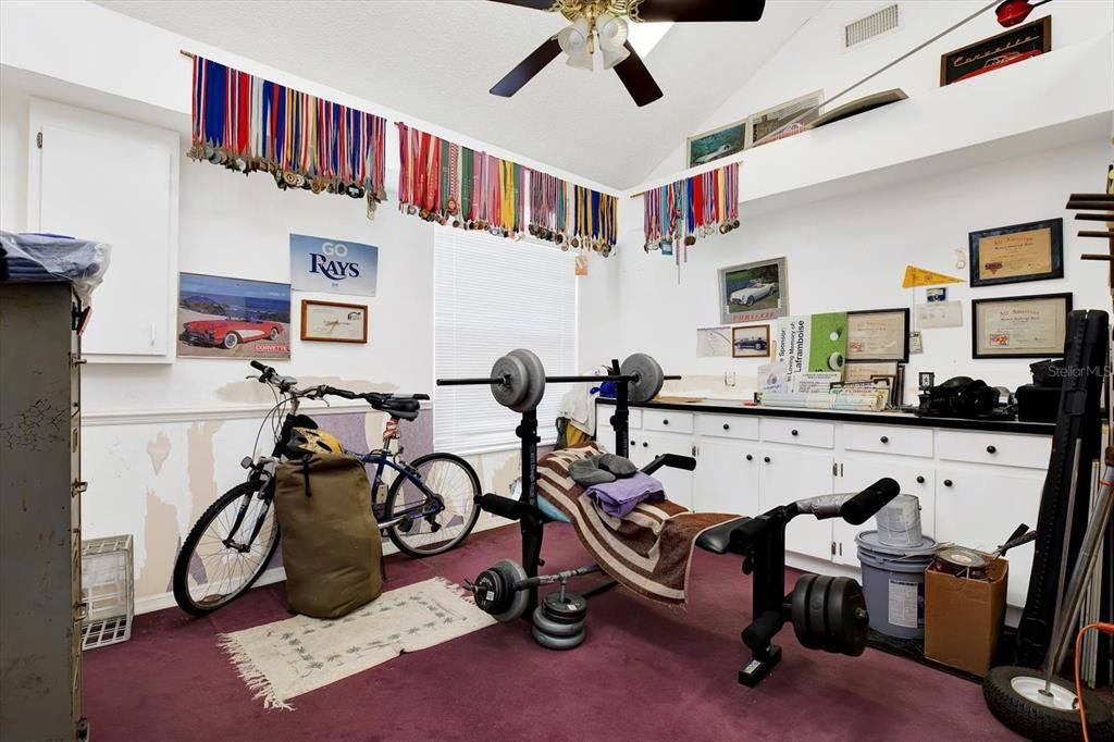 Workout area in the garage