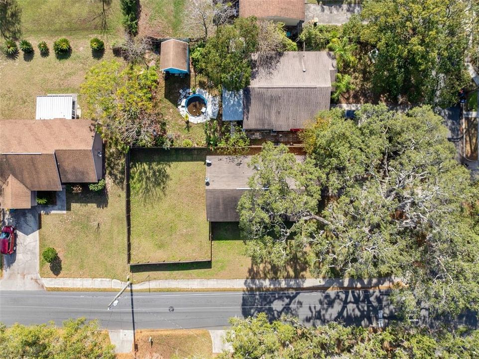 Aerial view of backyard.