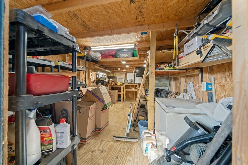 Inside of lofted shed