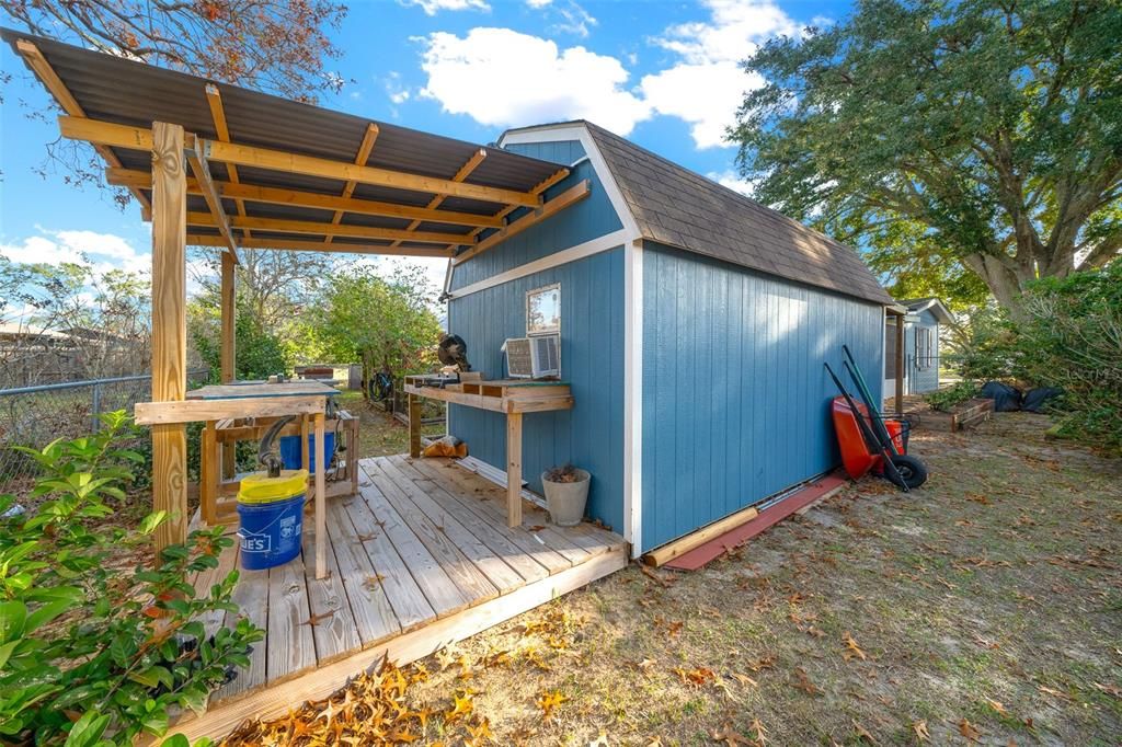 Workshop station behind shed