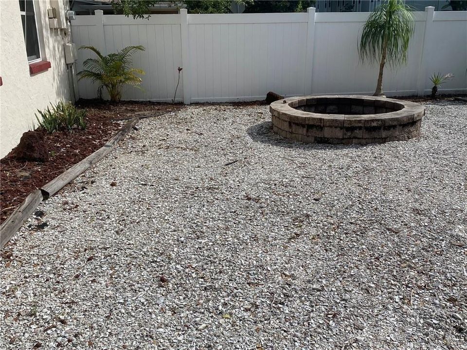 Fire pit in the side yard