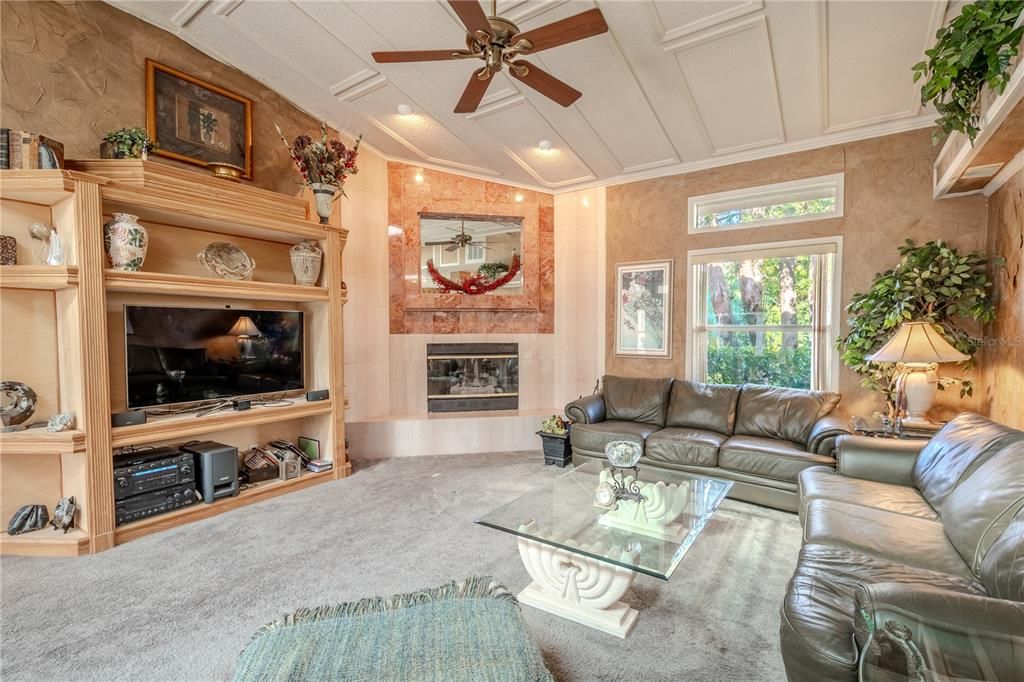 The family room features a picture window with transom above providing lots of natural light.