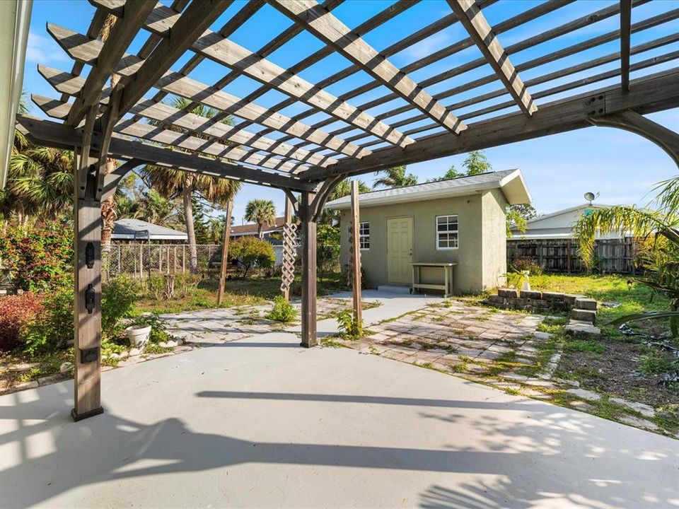 Pergola over rear patio