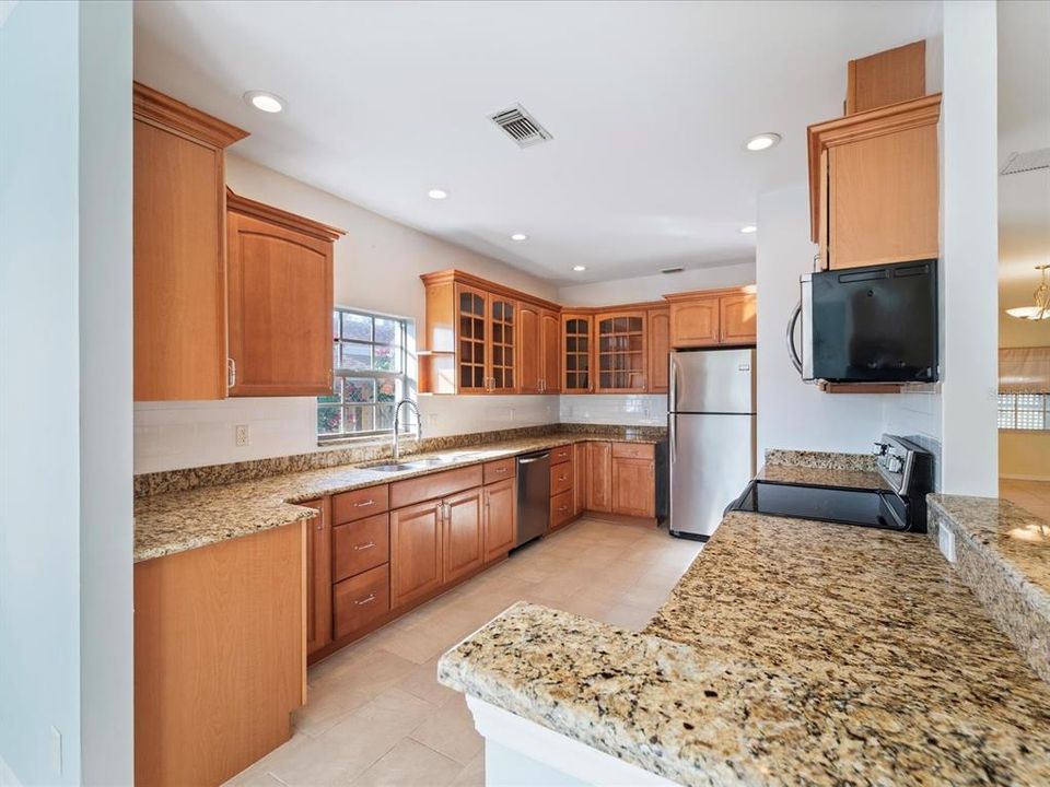 Lovely granite topped cabinetry