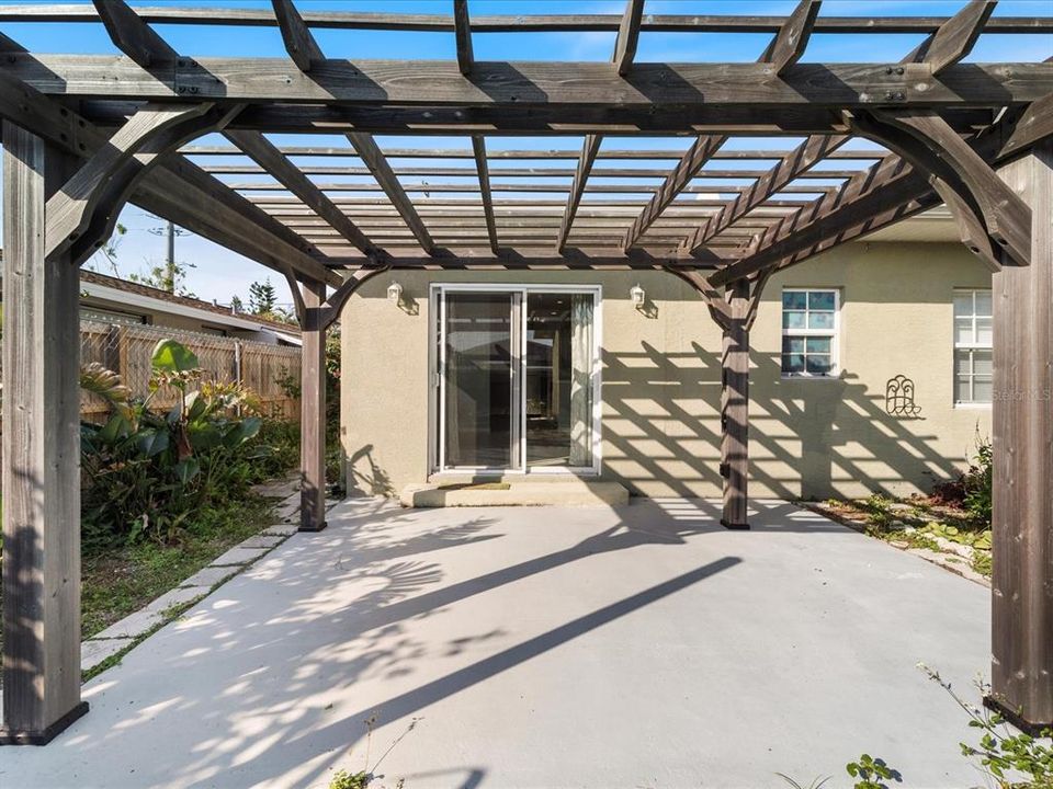 Pergola over rear patio