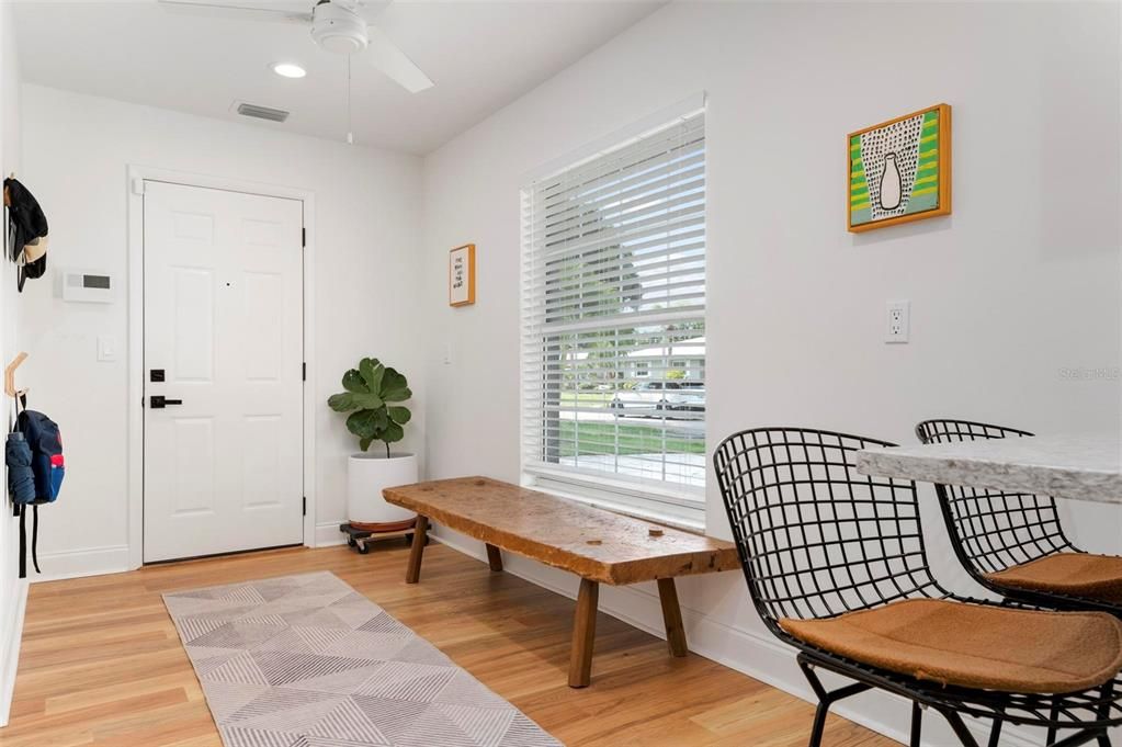 This is the door in from the garage and the space is also useful as a mudroom/second foyer.