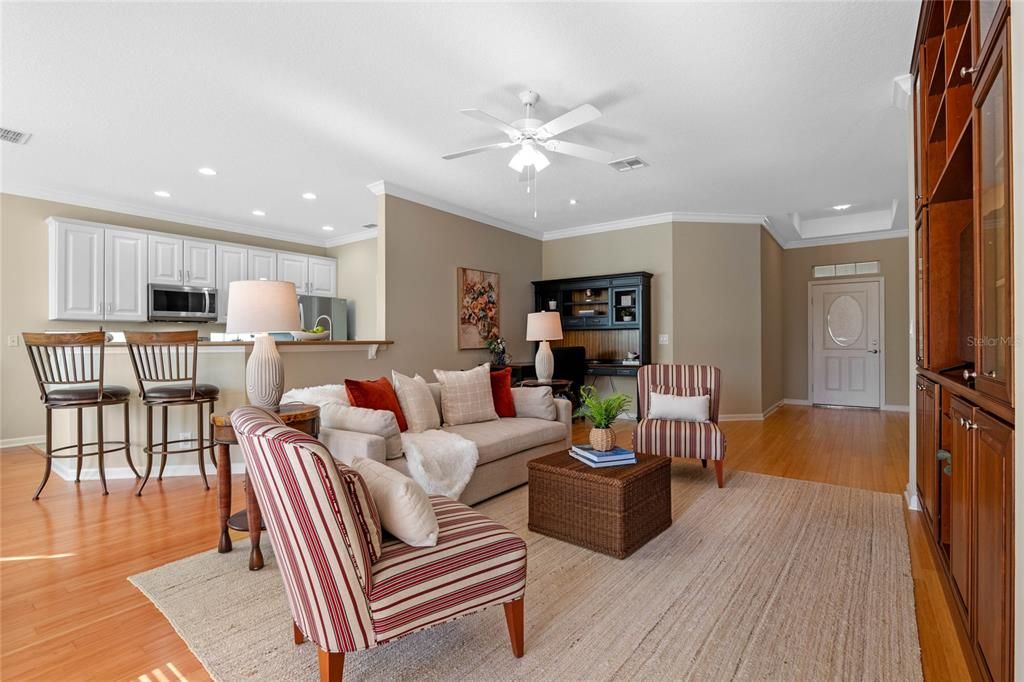 View of the Great Room, Kitchen & Foyer areas