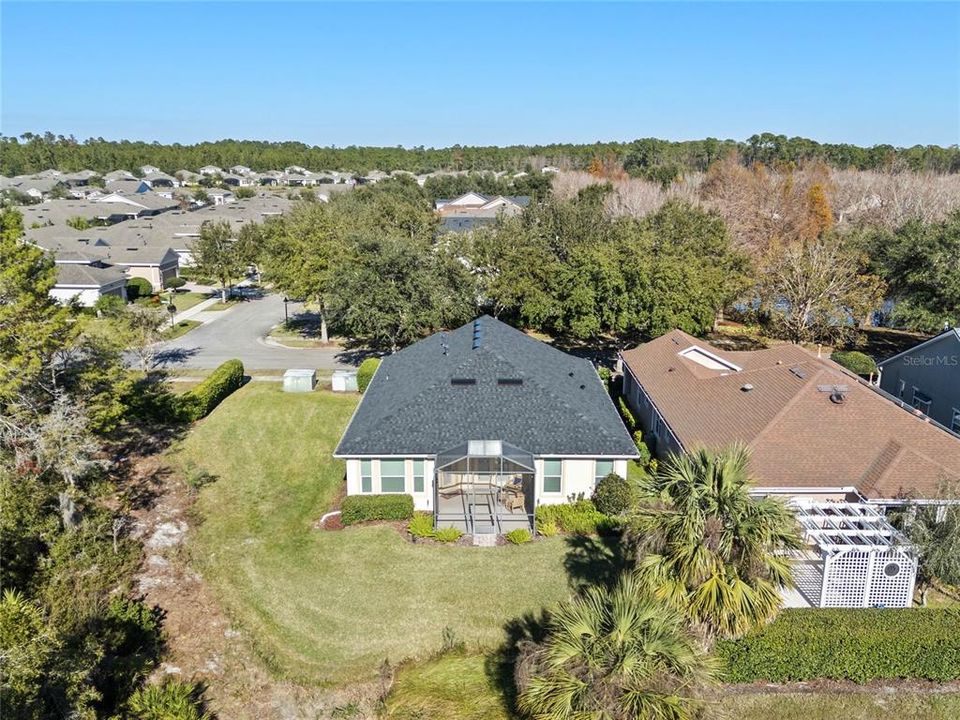 Aerial view from behind the home