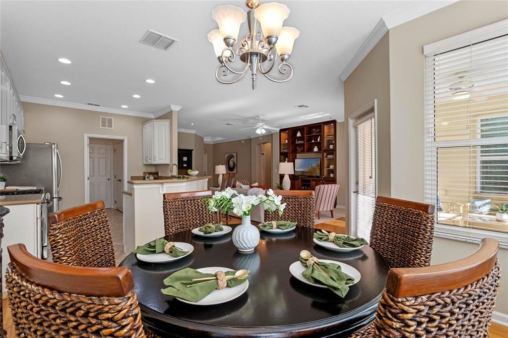 View of the Great Room & Kitchen areas from the Dining Room