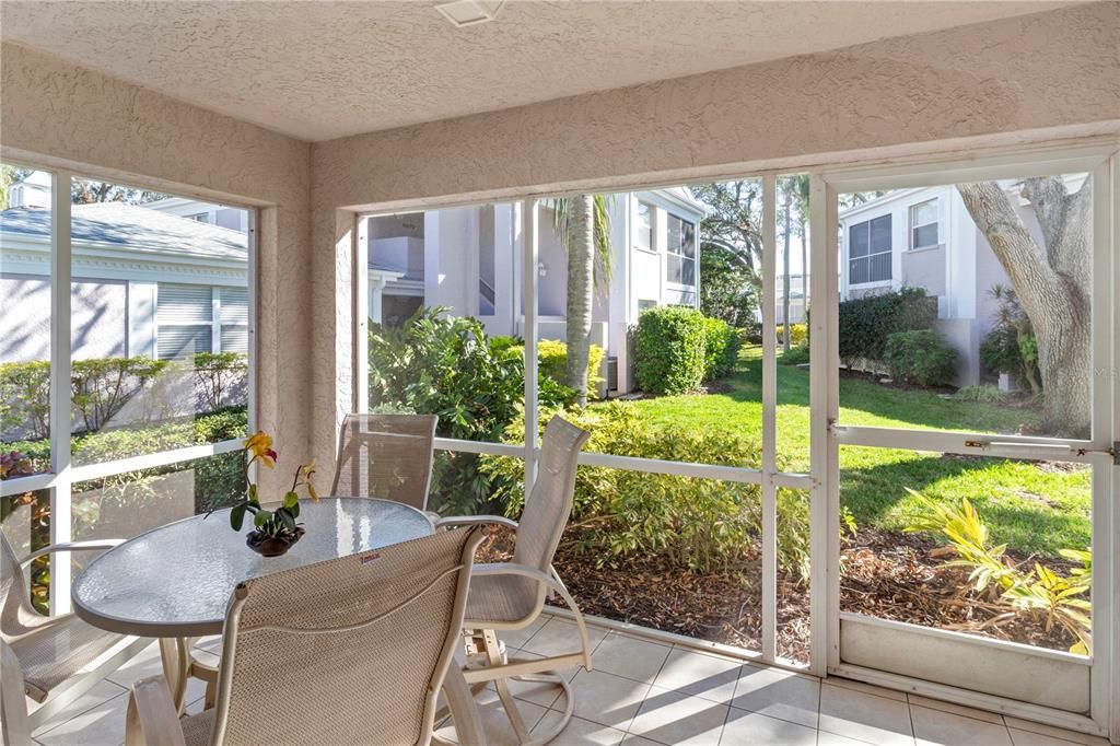 Screened-in back patio