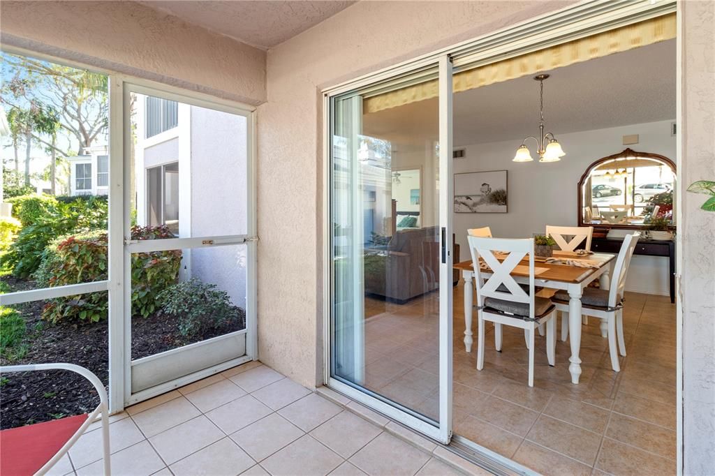 Screened-in patio off of the dining spaces