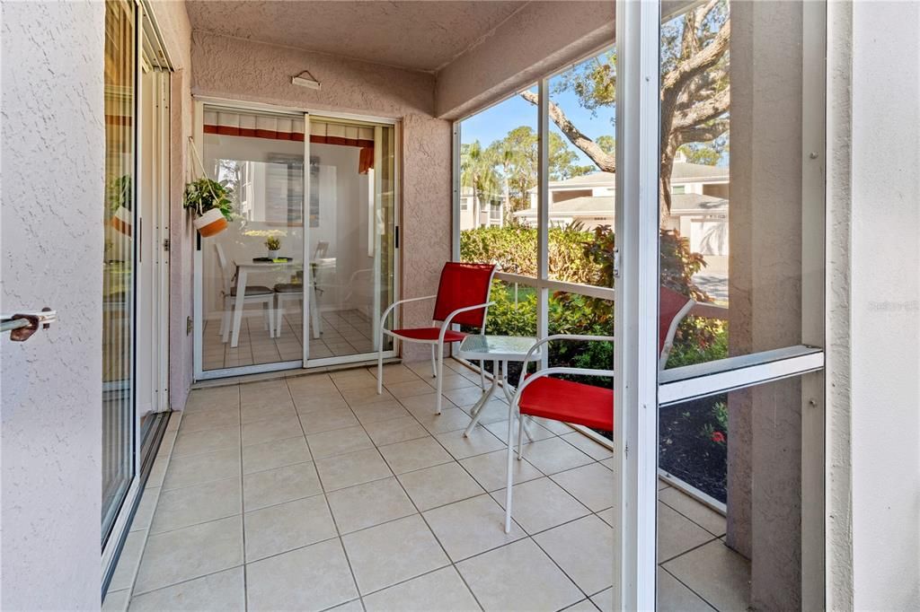 Screened-in patio off of the dining spaces