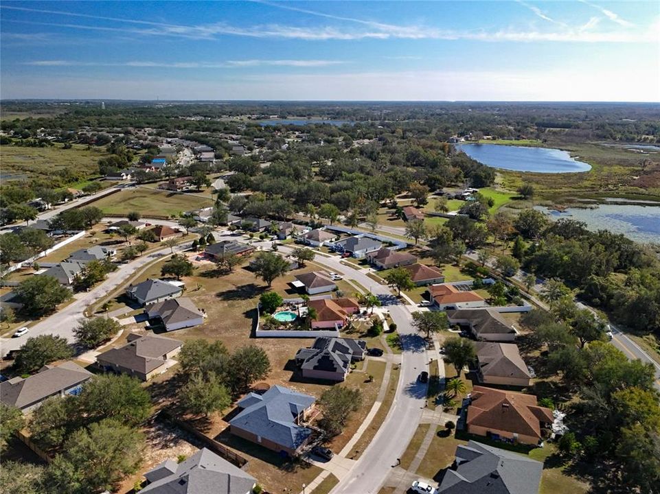 Aerial view of the street