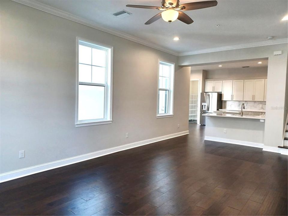 View of kitchen from living area