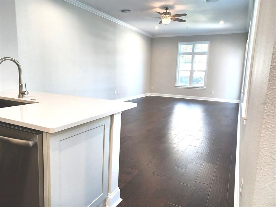 Kitchen view of the spacious living room