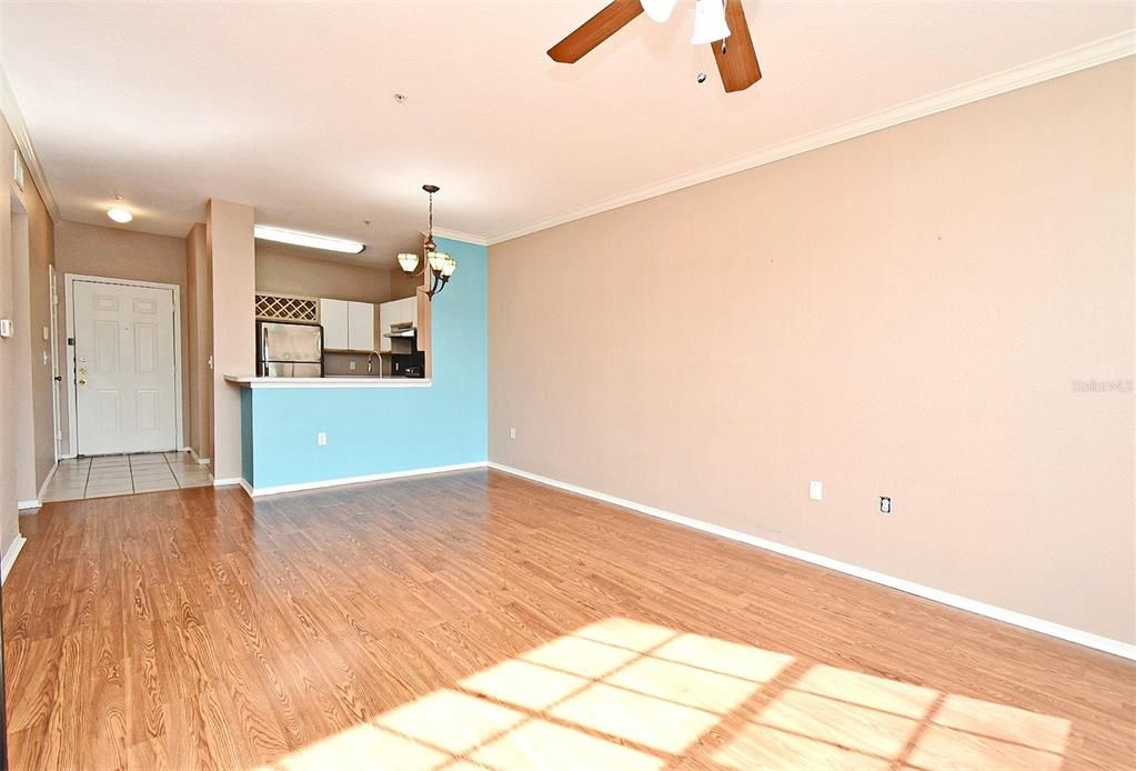 View from dining room to kitchen