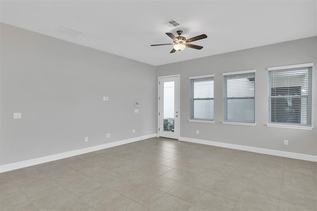 living room and back patio