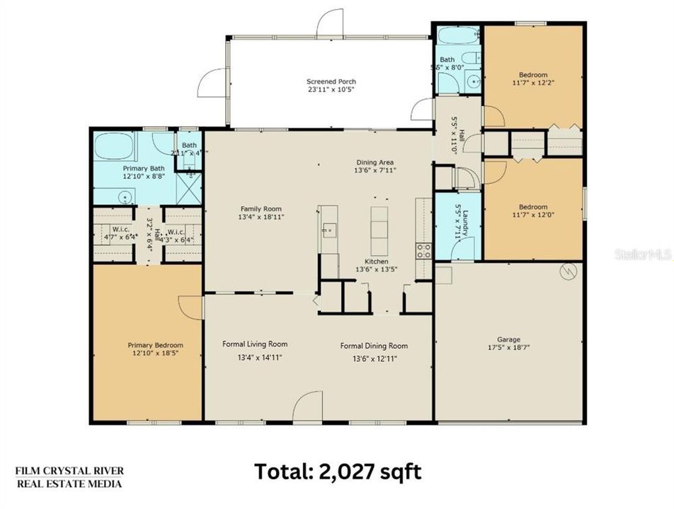 Floor Plan.. 3BD/2BA...2027 SqFt Living Space