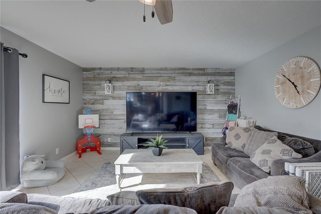 View of family room from kitchen