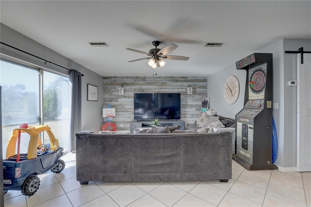 View of family room from kitchen