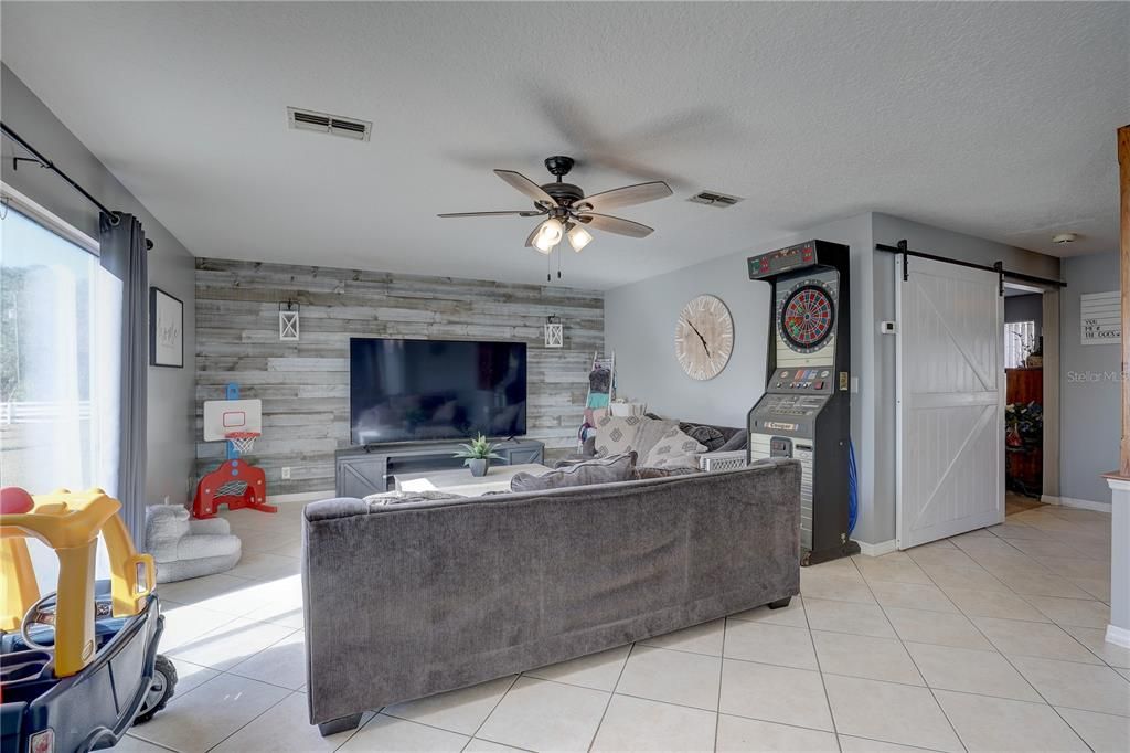 View of family room from kitchen