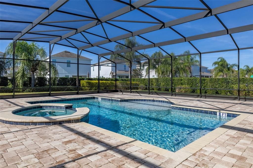 Extended Paved Pool Deck with Cage