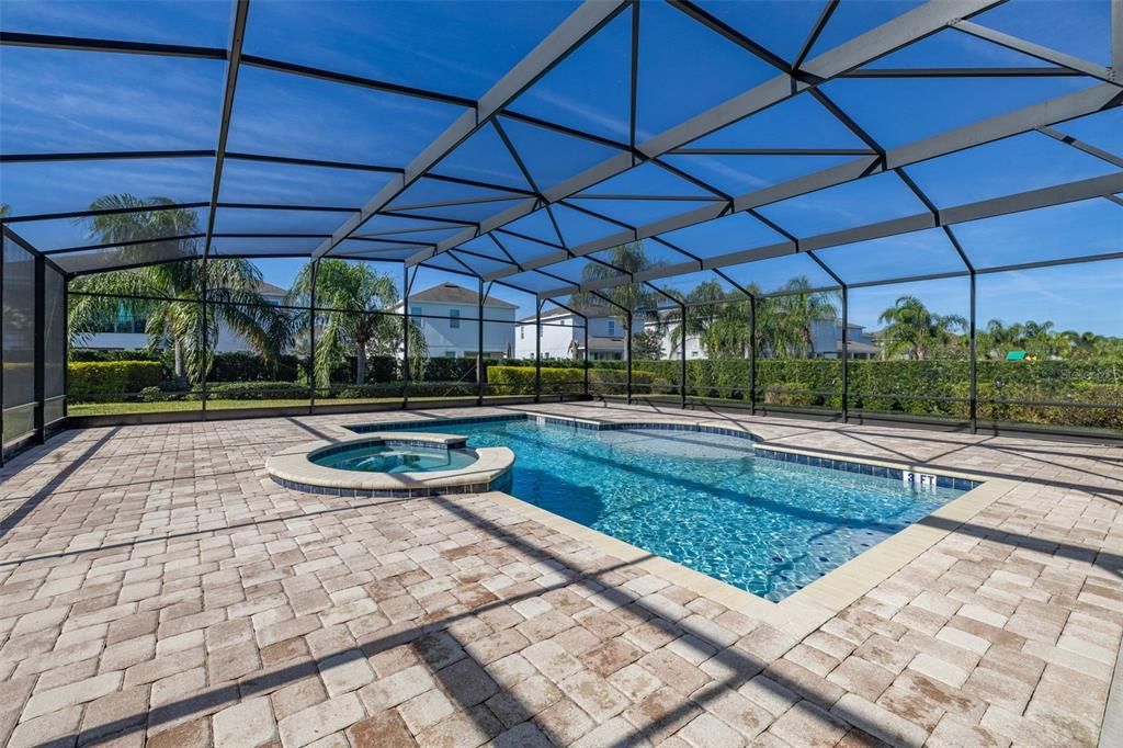 Extended Paved Pool Deck with Cage