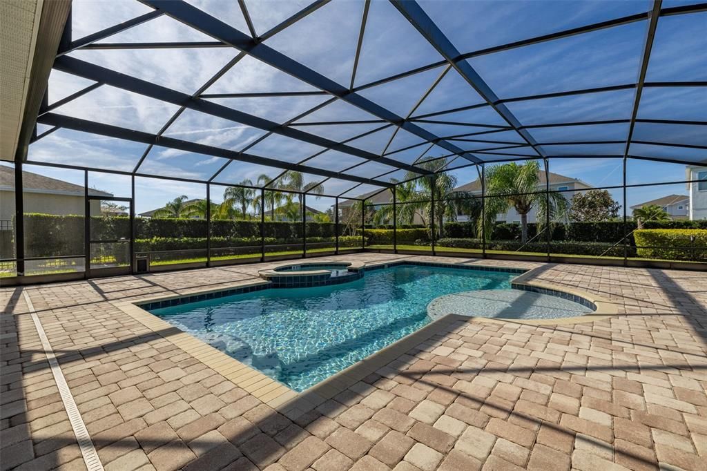 Extended Paved Pool Deck with Cage