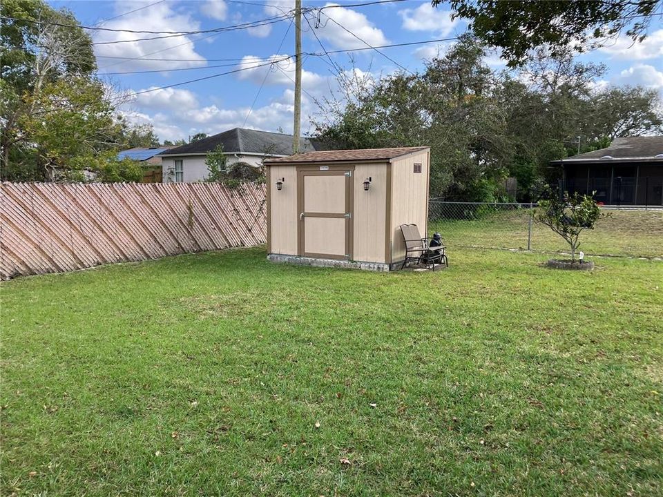 Shed for storage.  No electricity in shed