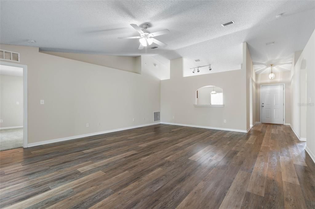 Living Room with built in plant shelf