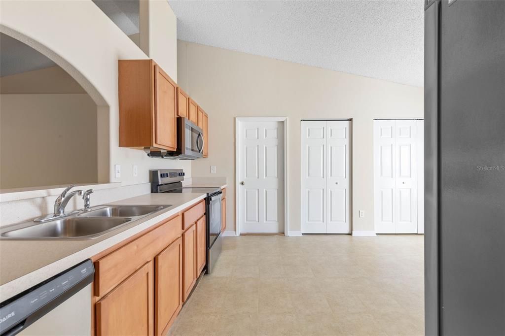 Kitchen with pass through to Living Room