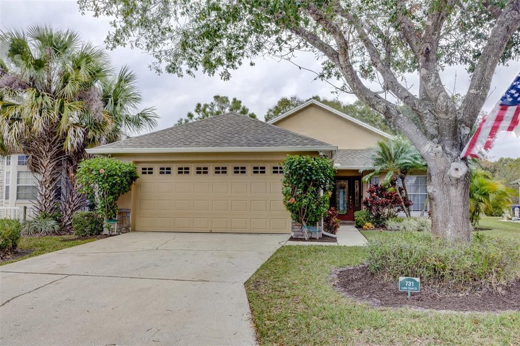 Front of house with two car garage