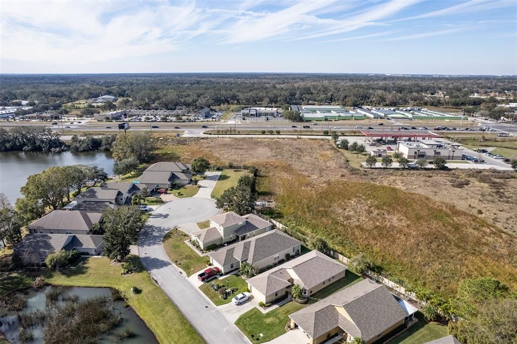 Aerial views of neighborhood