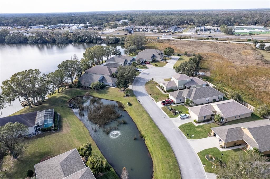 Aerial views of neighborhood