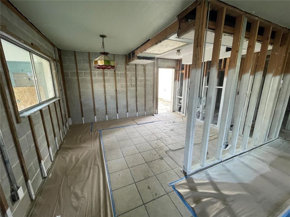 Dining area leading to living area