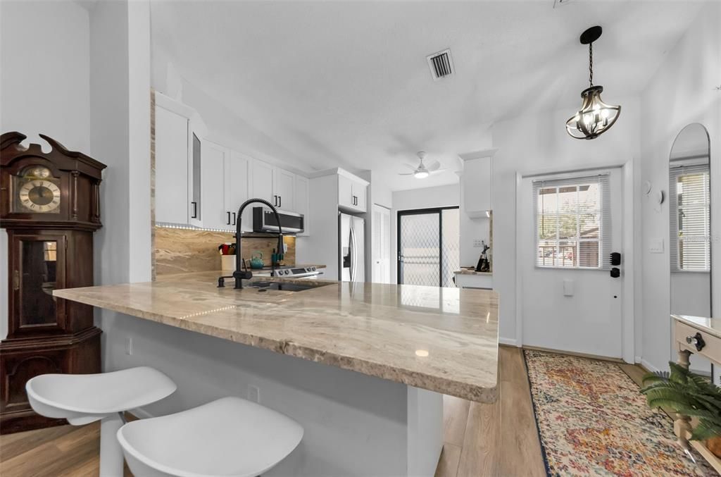 Kitchen counter height bar with granite