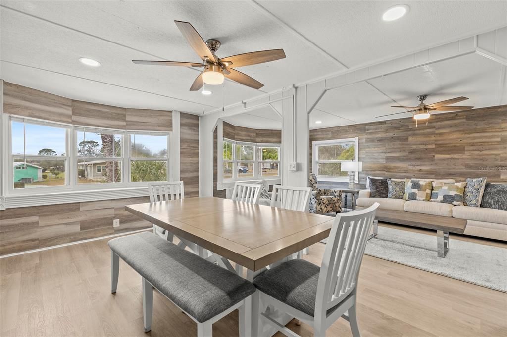 Dining room overlooking the living room