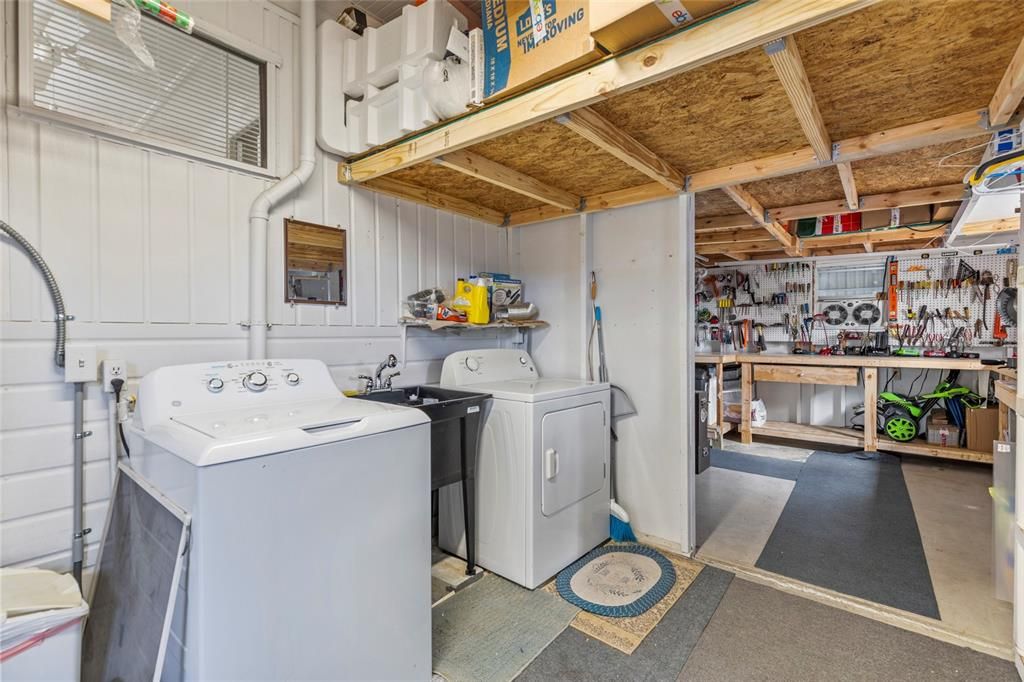 Laundry in attached shed