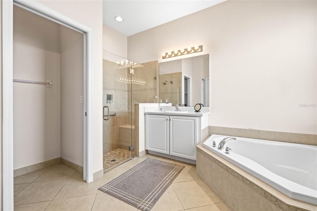 Primary bath with Tub and Walk in Shower